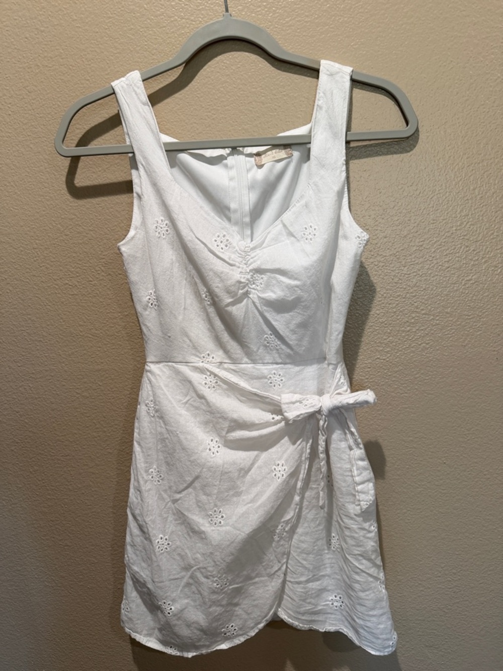 Altar'd State White Eyelet Mini Dress Boho Side Tie Wrap Mini size XS